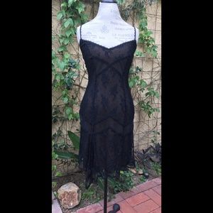 Jessica McClintock 3 Layer Black Lace Formal Dress w/ Stretch (Prom?) Sz. 4